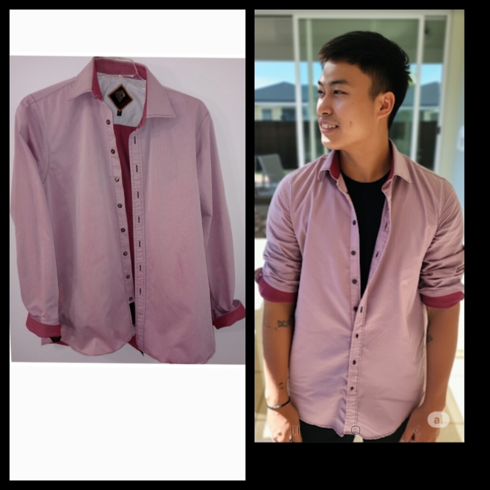 Supreme Dress Light Maroon Shirt Size Large 16 1/2 with Contrasting Cuffs
